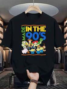 Disney Licensed Fashionable Spring And Summer Men'S Casual Short-Sleeve T-Shirt Featuring Toy Story Prints And Text, Soft And Comfortable With A Round Neck.This Unisex T-Shirt Is Stylish And Perfect For Everyday Outings, Gatherings, Or Home Wear - màu đen - Xem 6