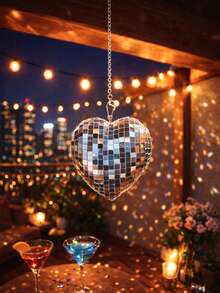 1pc Heart-Shaped Mirror Ball Pendant, Disco Ball Decor Reflecting Sunlight Effect, Romantic Home Decoration For Window, Bedroom, Living Room, Dorm, Wall, Party - Multicolor-d - View 9