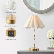 Bedside Table Lamp With USB Ports Touch Lamp For Bedroom Decor 3 Way Dimmable Night Light With Linen Lampshade For Living Room Bedroom Home Office Study - Gold - View 6