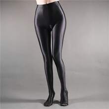 High Waist Sheer Opaque Glossy Yoga Dance Leggings Plus Size 7050 Seamless Footed Tights For Women - 螢光綠 - 查看 8
