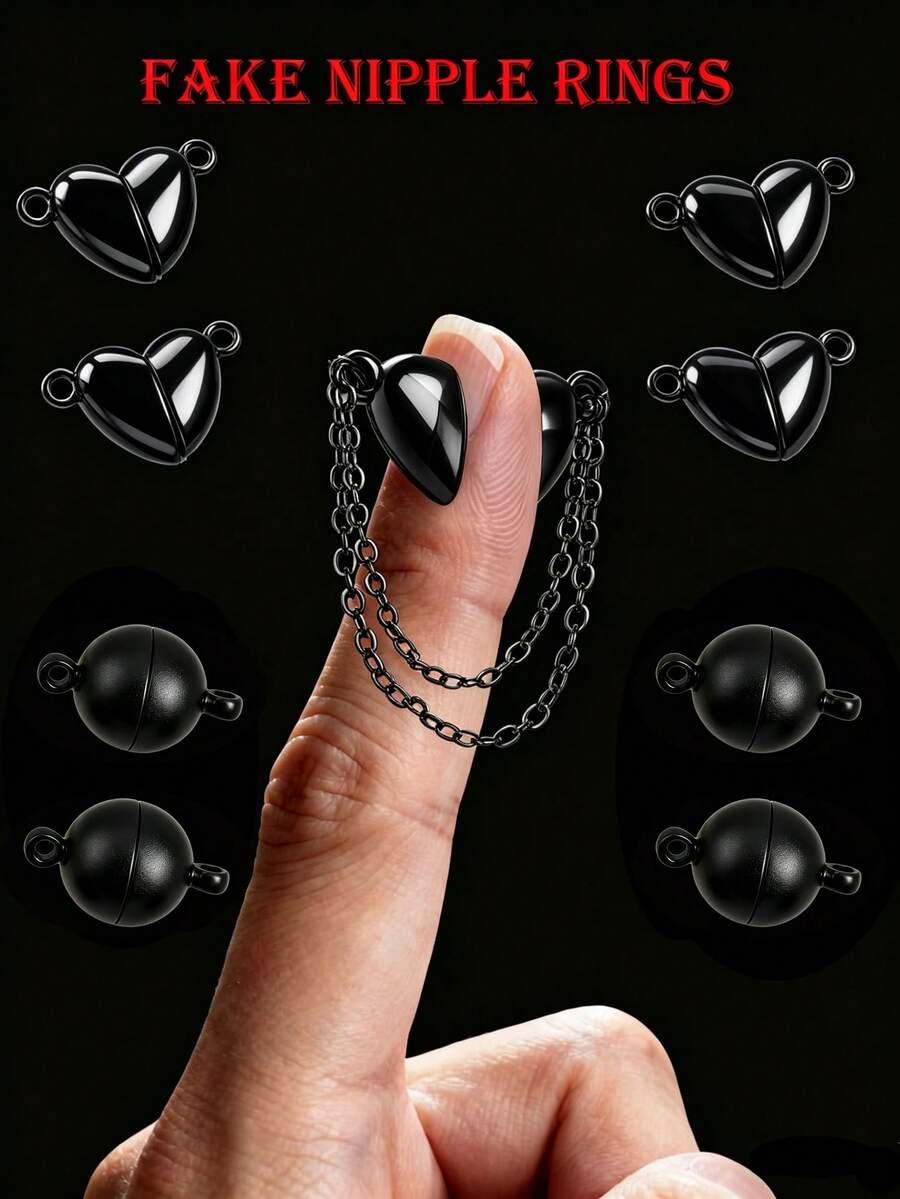 1 Pasang Tindik Puting Palsu untuk Wanita, Cincin Puting Palsu, Perhiasan Tubuh Tanpa Tindik untuk Wanita, Warna Perak Elegan - MultiWarna - View 1