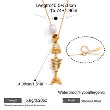 S SHOPBOHO 1 chiếc dây chuyền hình xương cá màu vàng, khóa cài OT mạ vàng, dây xích nhiều lớp hình chữ V, kiểu dáng đơn giản, thanh lịch, làm bằng thép không gỉ, chống thấm nước, dành cho nữ. - Xương cá - Xem 9
