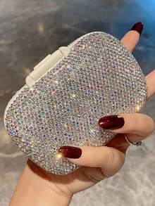 1pc 7-Day Pill Box With Full Rhinestones, Available In Silver, Green, Blue, Pink. Suitable For Medication Storage, Contact Lens Case, Artificial Diamond & Elegant Jewelry Container, Large Capacity Portable Sealed Pill Organizer - View 1