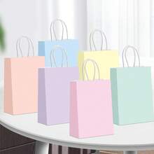 12/18/24/30 piezas Bolsas de regalo de fiesta de cumpleaños con macarons de colores, 6 series pastel con asas, material de papel, tamaño 22*16*8cm, adecuado para fiestas de cumpleaños, bodas, compras minoristas, envoltura de regalos y decoración, eventos empresariales, vacaciones - View 6