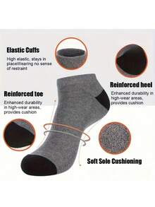 5 Pairs Men's Breathable Mesh Sports Socks - Moisture-Wicking Elastic Cuff, Classic Solid Color Design, Suitable For Running, Fitness, Outdoor Activities - Comfortable For All Seasons, Machine Washable Casual Socks Set - Multicolor - View 5