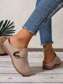 Women's Wedge Platform Mules With Arch Support; Women's Comfortable Wedge Platform Sandals With Openwork Design And Perforated Closed Toe. Suitable For Everyday Outdoor Wear, These Women's Slippers Feature Heel Cushioning And Are Perfect For Summer Casual Commuting. - Xám - Xem 5