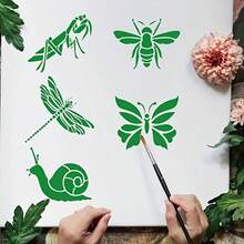 1 Set Reusable Insect Stencils For DIY Crafts - Ant, Ladybug, Firefly, Fly, Grasshopper, Dragonfly And Damselfly Templates, Suitable For Wood Boards, Walls And Educational Activities - Insect - View 4