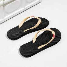 Chanclas para hombres, de alta gama, antideslizantes, resistentes a los olores, duraderas, sandalias tipo chancla casuales, con suela de goma gruesa para exteriores y playa - Negro - Ver 2