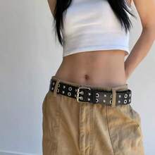 1 pieza Cinturón de estilo punk con hebilla de estrella y remaches, estilo callejero Y2k, unisex, hip hop, rock, ideal para usar con jeans, adecuado para uso diario, ocio, fiesta, citas - Regalo ideal para Halloween y Navidad - P0080B - Ver 3