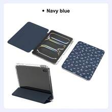 1 pieza Funda protectora plegable de alta transparencia A16 compatible con iPad Air 4/5/6/7, para la 10a/11a generación - Azul oscuro - Ver 12