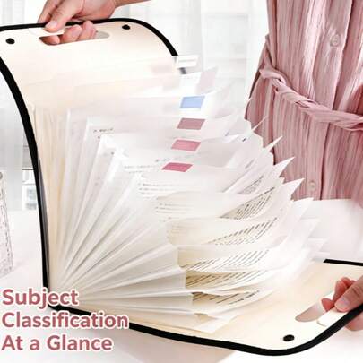 1/2 chiếc bìa đựng tài liệu xếp ly 13 lớp có tay cầm, hình hoạt hình dễ thương, khổ A4, thích hợp cho học sinh và văn phòng, túi đựng tài liệu nhiều lớp di động.