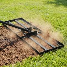 COSTWAY Lawn Leveling Rake, 75 Cm X 25 Cm Heavy Duty Lawn Level Tool For Soil With Adjustable Handle & Ergonomic Grip, Effort-Saving Landscape Rake For Garden, Backyard, Golf Course, Farm, Pasture, Black/Silver - A - View 1