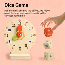 1 Set Round Edge Children's Learning Clock Toy, Interesting Card & Dice Time Management Math Educational Toy, Holiday Gift For Kids - 彩色 - 查看 4