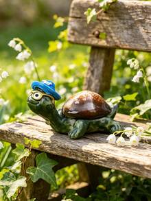 1 Stück süße Schildkröten Figur mit Hut, Miniatur Schildkröten Statue für Gartendekoration, Outdoor Terrasse Rasen Ornament, wasserfeste Tierskulptur für Balkon Blumentopf Zuhause, verspielter Cartoon Schildkröten Dekor Geschenk für Schildkröten Liebhaber, Mikro Landschaft Bonsai Dekoration - A - Übersicht 1