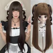 Synthetic 24 Inch Loiita Tousled Long Straight Wig Double Ponytail Hair Extensions Cosplay Wig - 875-4-f - View 12