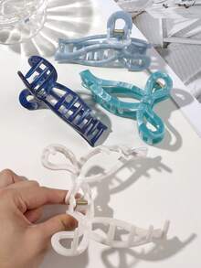 4件套莫兰迪色ABS大理石纹扎染蝴蝶发爪，高冠发髻夹，发爪，韩式简约甜美少女法式休闲沙滩通勤派对发饰 - 彩色 - 查看 5