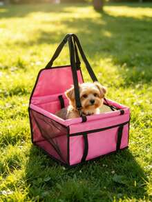 1 pieza Asiento de coche y arnés de viaje para perros - Transportín de Oxford transpirable, plegable y suave, lavable, con cinturón y correas ajustables para el hombro, que garantiza el viaje en coche y proporciona una vista cómoda y elevada para gatos y perros pequeños - Multicolor - Ver 10