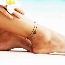 Women's Stainless Steel Chain Anklet, Silver/Black Color Options, Low Allergy, Adjustable 8.5-10.5 Inches - Multicolor - View 10