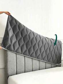 1pc Plush Headboard Cover, Ultra Soft Headboard Cover, Ultra Soft Quilted Headboard Cover, Thickened Solid Color Bed Dust Cover - Grey - View 14