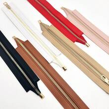 1pc Handbag Hardware Double-Sided PU Leather Woven Zipper Tape, 35cm/13.78in Length Handmade Sewing Zipper - Multicolor - View 7