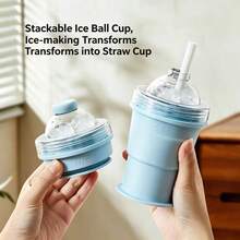 Bộ 1/2/3 cốc làm đá viên gấp gọn di động có ống hút, khay silicon. - Nhiều màu - Xem 10