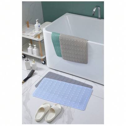 1pc Bath Tub And Shower Mat, Non-Slip Shower Stall Mat With Drain Holes And Suction Cups, Soft Machine Washable Rug, Home Bathroom Shower Carpet, Bathroom Accessories, Bathroom Decor, Kitchen Area Rug, Laundry Room