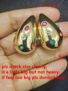 Colorful Crystal Water Drop Earrings, Fashionable Jewelry Gift For Women - gold mixed color - View 3