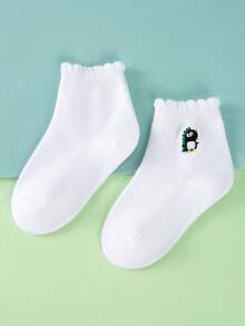 5 paquetes de calcetines bordados con lindos dibujos animados de dinosaurios, adecuados para todas las estaciones, con dobladillo con volantes, adecuados tanto para niños como para niñas, perfectos para uso diario. - Multicolor - Ver 9