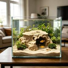 Caverna de pedra decorativa para aquário, caverna escondida para aquário de pequenos animais de estimação, caverna escondida para aquário de répteis e tartarugas, caverna de pedra de resina para aquário, decoração para aquário de pequenos peixes, répteis, sapos e lagartos, caverna de pedra decorativa de resina para aquário, para esconderijo e descanso. - B - Ver 5