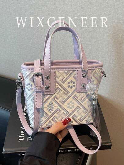 2026新款撞色多功能斜挎水桶包，夏季女士热门手提包