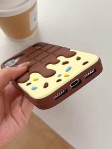 1pc Creative Simulated Candy & Chocolate Phone Case, Soft Silicone Shockproof Protective Cover Compatible With Apple 17/16/15/14/13 Pro Max - Brown - View 5