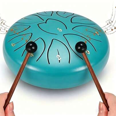 6-Inch (11 Notes) / 3-Inch (6 Notes) Steel Tongue Drum With Sheet Music And Mallets, Adult Musical Instrument. (6-Note Version Recommended For Beginners.) Suitable For Use As Outdoor Garden "Rain Chimes".
