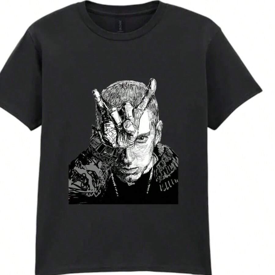 B Rabbit Digial E Minem Tshirt - 黑色 - 查看 1