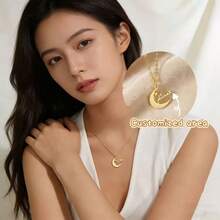 1 chiếc [Mặt Trăng Sao] Dây chuyền mặt trăng sao bằng thép không gỉ khắc tên tiếng Ả Rập, trang sức tùy chỉnh thời trang và thanh lịch, món quà độc đáo, phù hợp để đeo hàng ngày. - Nhiều màu - Xem 1