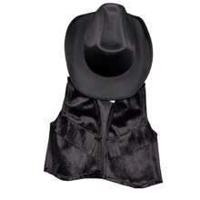 Children's Cowboy Style Kit – Hat + Vest With Fringe - Black/ Model 1 - View 2