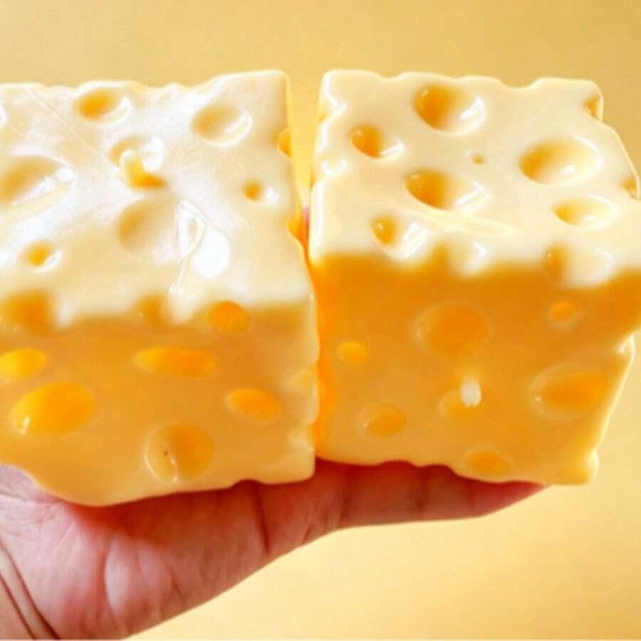1pc 10cm Square Super Thin Cheese Ball Squeeze Toy, TPR Shell Slow Rebound Squeeze Toy, No Filler, DIY Cheese Skin Squeeze Toy, Birthday/Halloween Gift, Perfect Gift, Stress Relief Teenage Gift
