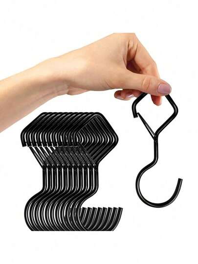 1/5/10pcs Heavy Duty S-Shaped Hooks With Safety Lock, Rust-Resistant Metal Hanging Hooks, Suitable For Hanging Items, Equipped With Safety Clasp, Can Be Used In Kitchen And Wardrobe, Suitable For Hanging Plants, Flower Pots, Towels And Bags