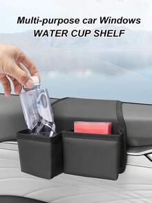 2pcs Car Window Side Storage Bag - 2 Pockets, PU Leather Surface, Sticky Base, Fits Standard Window Gaps, Suitable For Keys, Phones, Snacks And Water Bottles, Car Window Armrest Storage Box, Door Side Storage Bag, Phone Holder And Storage Pouch - Car Window Storage Box - View 7
