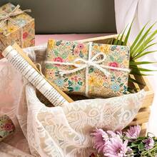 Kraft Flower Packaging Paper Roll - Mini Roll - Width: 17 Inches (43cm) - Spring/Summer Garden Flower Design, Perfect For Weddings, Bridal Parties, Birthday Celebrations - A - View 4