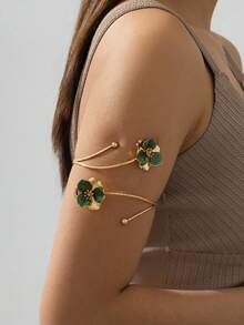 1pc Summer Sexy Vacation Style Handmade Gradient Green Flower Shaped Arm Cuff For Women - Green - View 2