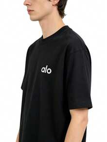 Alo Yoga White T-Shirt With Side Logo, Loose Fit, Short Sleeves, Sporty And Casual, Unisex Top. - Xem 6