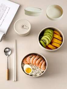 Thickened Cream-Colored Round Patty Mold Box, Fruit Fresh Bento Box, Refrigerator Beef Patty Mold, Microwave Heating Bento Box - Multicolor - View 7