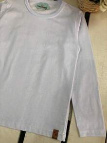 Basic Long-Sleeved T-Shirt For Boys, Premium Cotton, Comfortable, Casual, Versatile, For Boys Ages 4-14 - 白色 - 查看 5