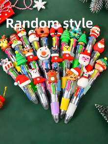 Christmas Multicolor Ballpoint Pens, Christmas Ballpoint Pens, Creative Cute Christmas Neutral Pens, Vibrant Assorted Colors With Santa, Reindeer & Snowman Toppers, Retractable 4-Color Ink, Durable ABS Body, Ideal For Holiday Journaling & Gift Giving, Holiday Party SchoolSupplies StudentsRewards Christmas Gifts Christmas Stationery Gift Water Pen Christmas(Random Pattern) - 1pcs顏色隨機 - 查看 3