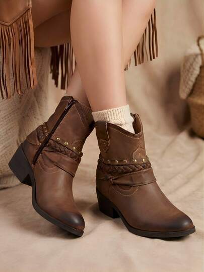 CKLASS Bota Botin Mujer Color Cafe Taupe Caña Baja Alto 4.5 cm
