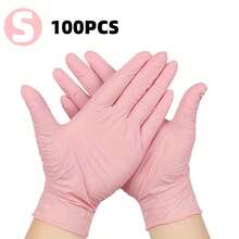 100/50/4pcs Disposable Pink Nitrile Gloves, Powder-Free, Latex-Free, Waterproof, Suitable For Household Cleaning, Hairdressing, Beauty Salon, Etc. Waterproof, Anti-Static, Latex-Free, Open-Finger Design (Bagged To Prevent Damage) - Pink - View 21