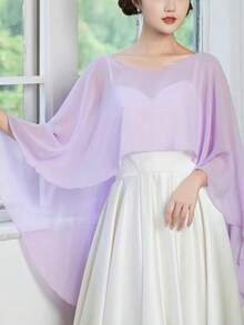 1 chiếc khăn choàng dệt kim nhuộm loang màu trắng đen thanh lịch, chất liệu chiffon, polyester thoáng khí, phụ kiện thời trang cho váy dạ hội. - Nhiều màu - Xem 16