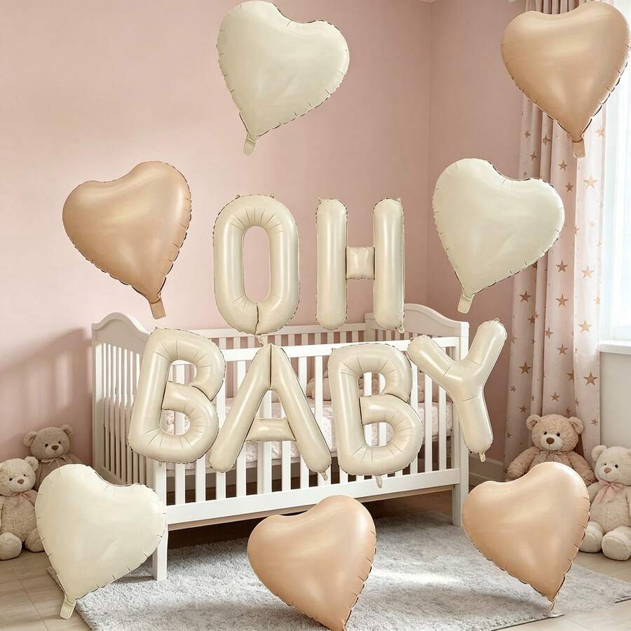 16-Inch Balloon Set Includes Letter Balloons And Heart Foil Balloons, Suitable For Holidays, Gender Reveal Parties, And Christening Decorations, For Indoor And Outdoor Use - Multicolor - View 1