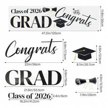 Class Of 2026 Congrats Grad Sign For Backdrop Stickers - Graduation Backdrop Decor For Balloon Arch & Photo Booth, Graduation Wall Decal - Graduation - 查看 3