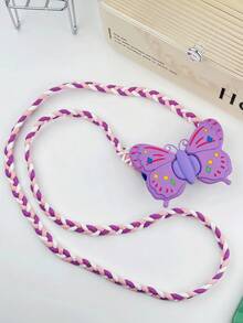 1 pieza Cordón para teléfono con mariposa de dibujos animados, correa cruzada para teléfono con lazo desmontable y linda, cordón antiperidida con soporte plegable para teléfono - Multicolor - Ver 1